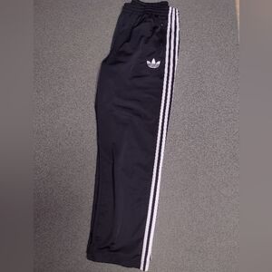 Adidas Men's Track Pants Black with White Stripes Large